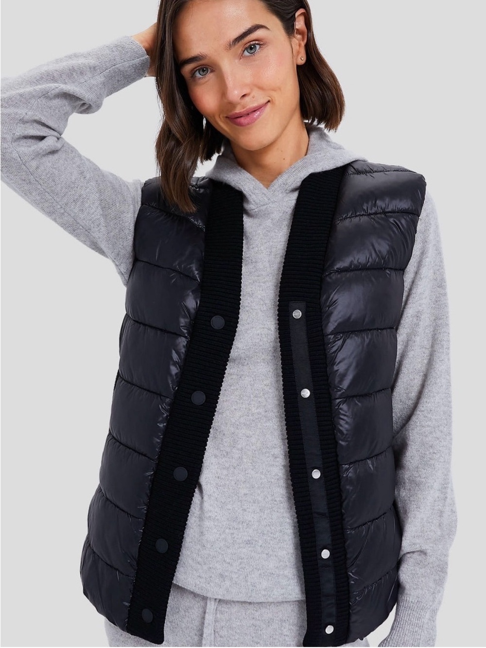 Varley Black Colwyn Combo Boxy Gilet Vest XS